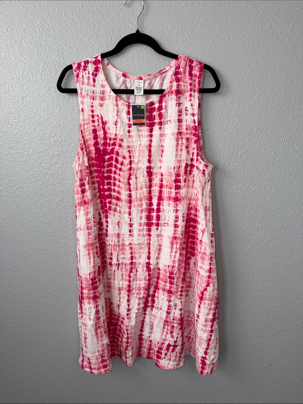 west loop Pink & White Tie-Dye Swing Dress